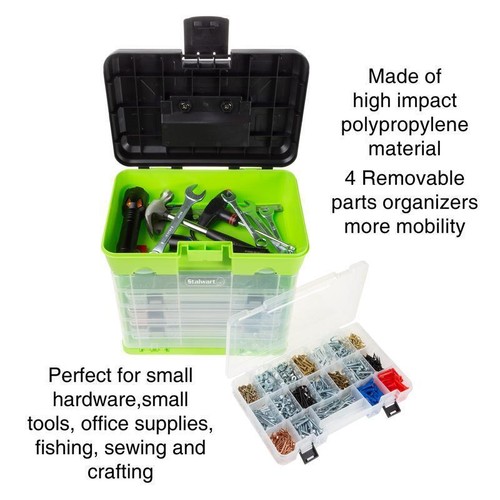 Durable Utility Storage Organizer Box W/ 4 Drawers 19 Compartments Tools New - Picture 2 of 3