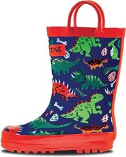 Lone Cone Premium Natural Rubber Rain Boots for Kids, Dinosaur, Size- 4B