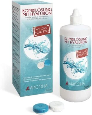 Kontaktlinsenflüssigkeit 360Ml Flaschen Hyaluron Flüssigkeit aricona Solution - Bild 1 von 4