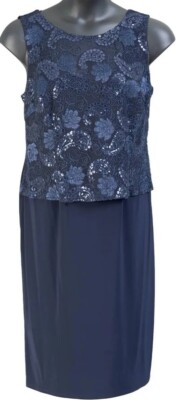 22W Maya Brooke Dressy Two Piece Embroidered Sequin Jacket Dress Navy Blue  NEW | eBay
