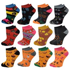 12 Pairs Pack Women Low Cut Colorful Fancy Design Anklet Socks 9-11