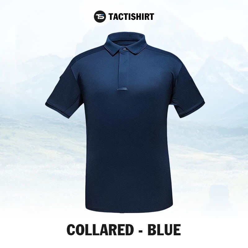 Big & Tall Men's Polo Shirt with Hidden Pockets -Blue - CoolMax