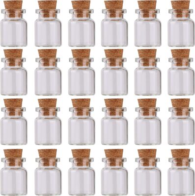 Mini Glass Bottles with Cork 5 ml, Tiny Glass Jars with Cork 24 Pack