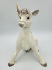 Vintage Freeman McFarlin #838 White Sitting Donkey Figurine Sculpture 