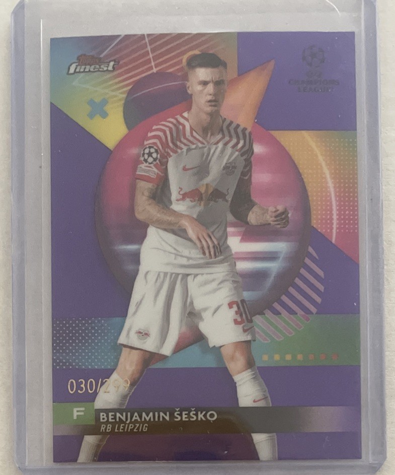 2023-24 Topps Finest UEFA Club Competitions Benjamin Sesko Purple 115/299 SP