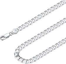 Suplight 925 Sterling Silver Chain Necklace for Men, Cuban Link Figaro Chains