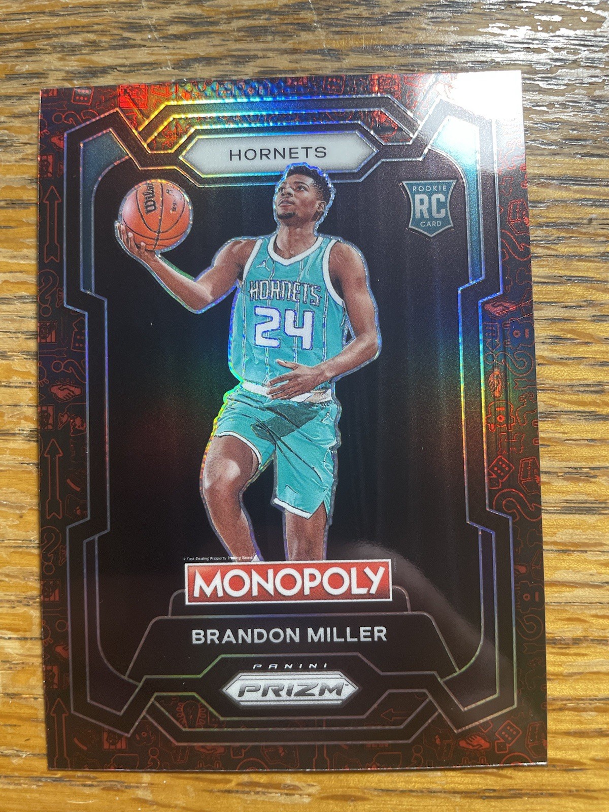 2023-24 Panini Prizm Monopoly Red Pattern Icons Prizm #15 Brandon Miller Rookie