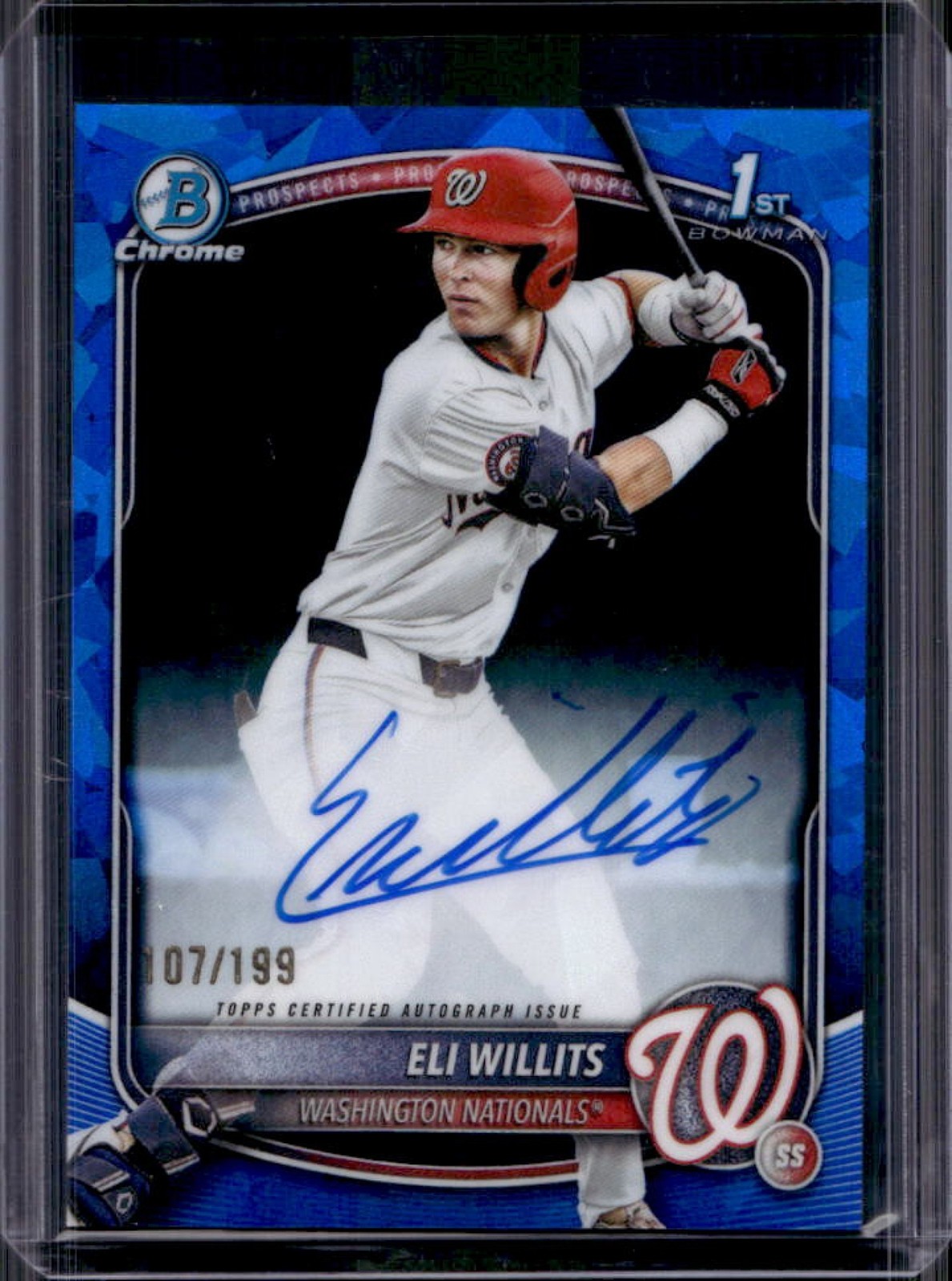 2025 Bowman Draft Sapphire Eli Willits Chrome Auto 1st Prospect #/199 Nationals