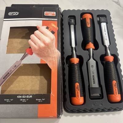 Bahco 434 Bevel Edge Chisel Set, 3 Piece Set 1/2 , 1 , 3/4  Made In Spain - New
