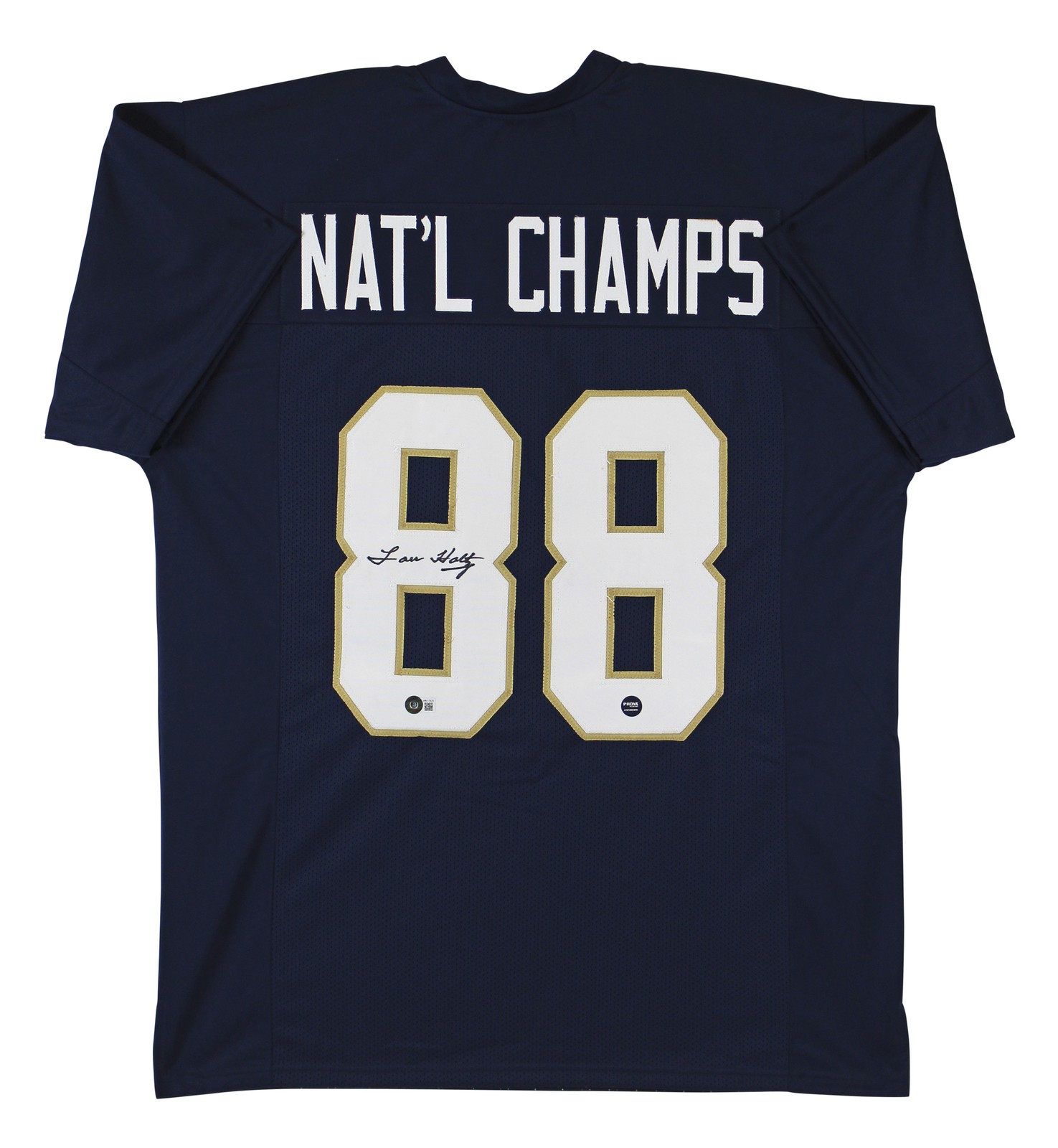Lou Holtz Autographed Signed Notre Dame Fighting Irish Notre Dame Authentic Navy Blue Pro Style Jersey BAS Witnessed 