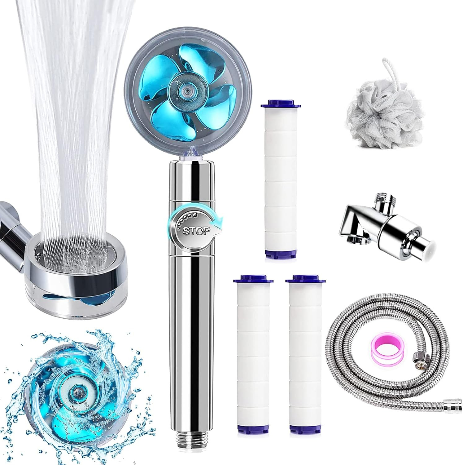 S, Handheld Turbo Fan Shower, Hydro Jet Shower Head Kit