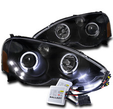 FOR 2002 2003 2004 ACURA RSX DC5 BLACK PROJECTOR HALO HEADLIGHT LAMP +10000K HID