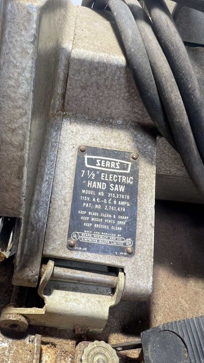 1950-60's Sears 7 1/2” Electric Hand Saw, 315.27870 Sears, Roebuck