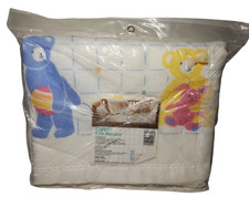 Vintage 1986 Curity Teddy Bears Rabbit Baby Crib Blanket 40x45" Made in USA New