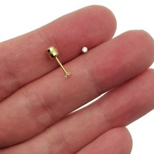 Genuine 18K Yellow Gold Filled 2mm Tiny Cubic Zirconia CZ Stud Post Earrings