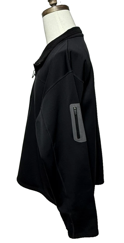 Cabelas Pullover Jacket Mens 2XL Black Fleece Lined Softshell Windbreaker - Image 3 of 4