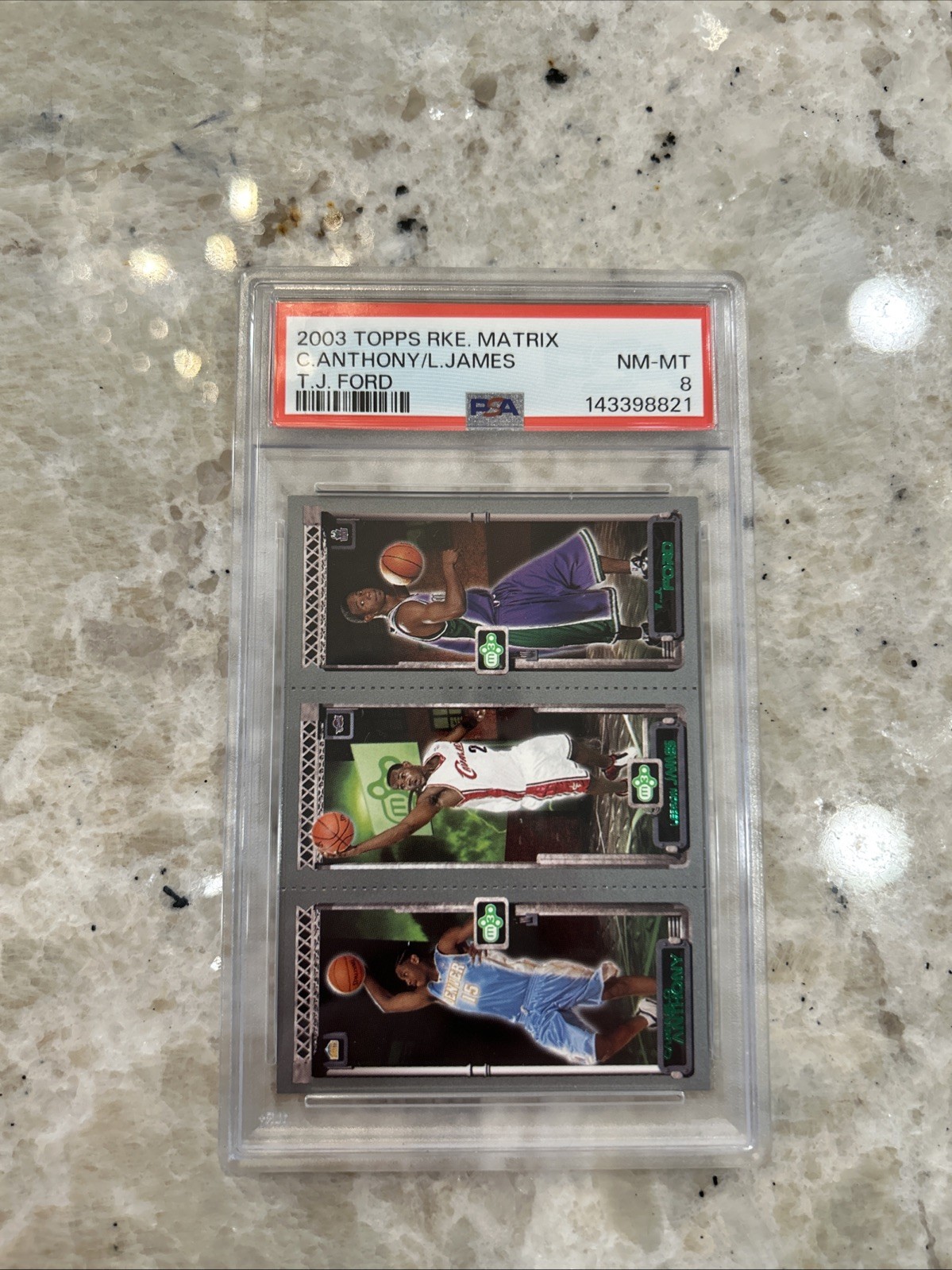 2003-04 Topps Rookie Matrix - LeBron James, Carmelo Anthony, T.J. Ford PSA 8