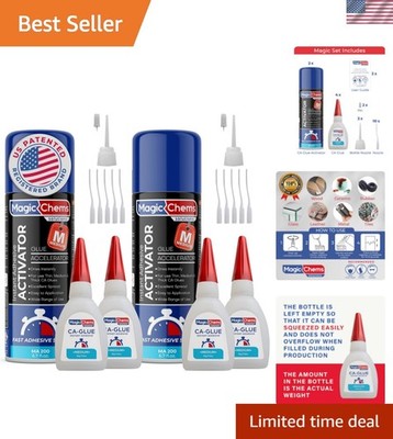 CA Glue with Activator Kit 4 x 0.8 oz Glue + 2 x 6.7 fl oz Activator, Cyanoac...