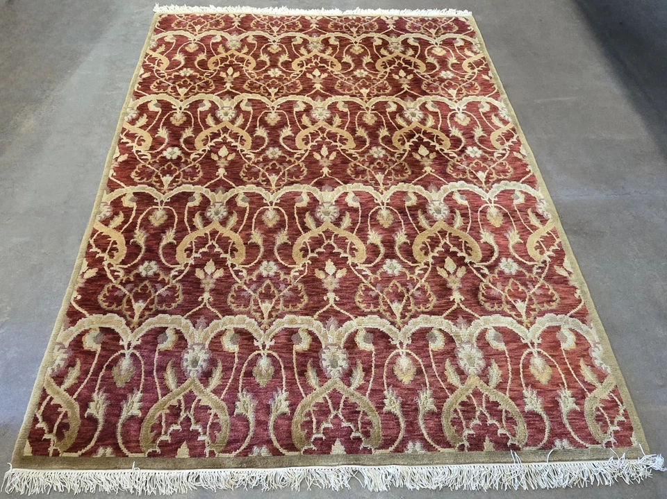 Vintage 6x9  Hand-Knotted Contemporary Oriental Wool Rug - Image 3 of 4