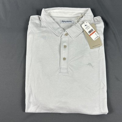Tommy Bahama Golf Shirt Polo Paradise Cove Striped 3XLB Gray Polyester MSRP $110