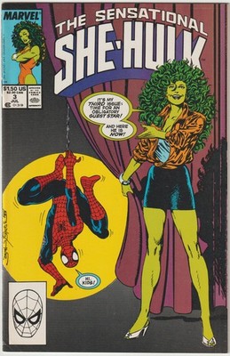 Sensational She-Hulk #3 (Jul 1989, Marvel), VFN condition (8.0), Spiderman app.