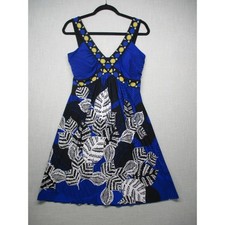 Blue/Black Floral Trendy Modern Sleeveless Dress Womens Size S