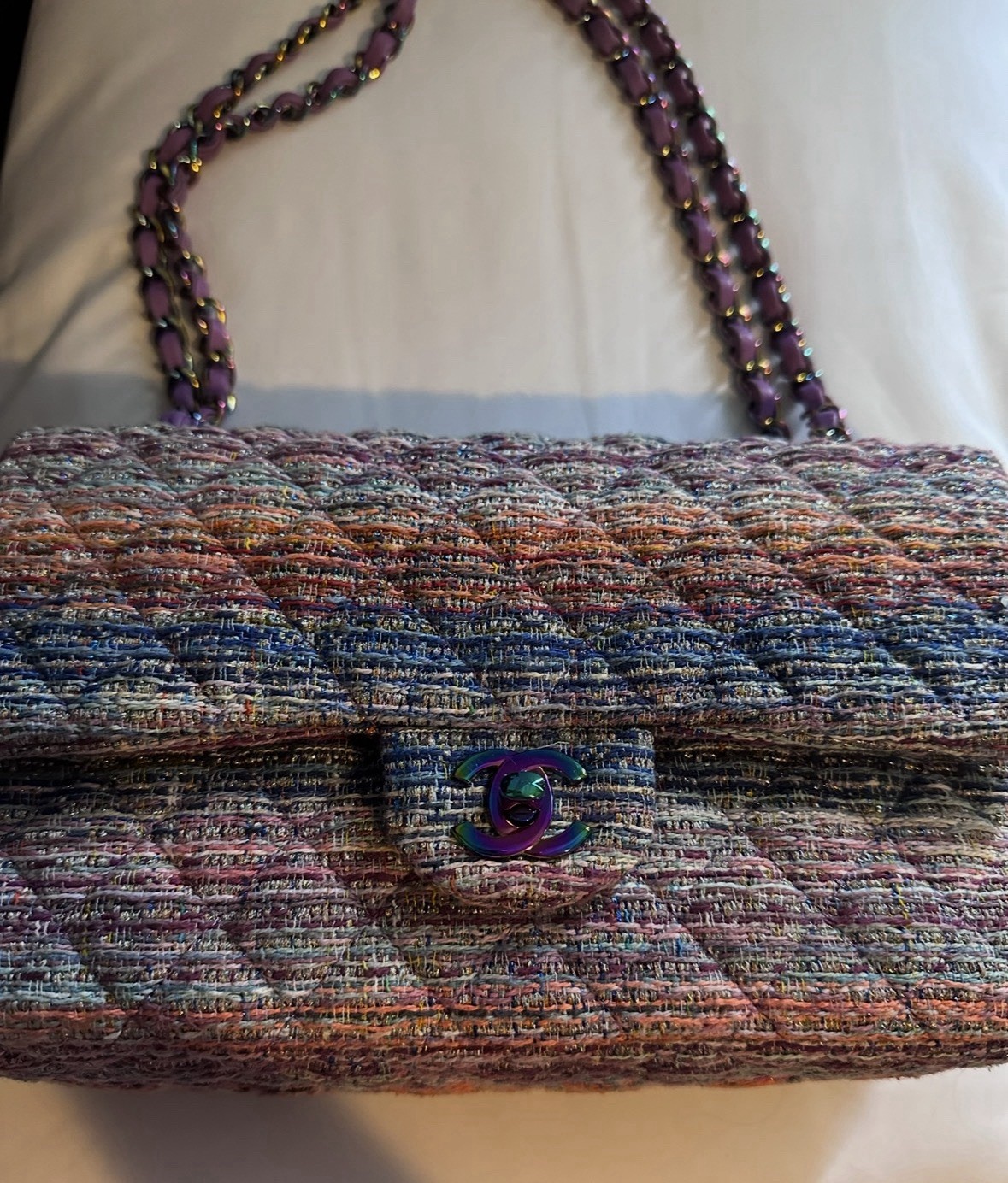 Chanel multicolor tweed medium Double Flap Rainbo… - image 1