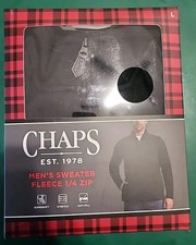 Chaps Pullover Fleece Sweater American Black 1/4 Zip Polyester Mens Size Large