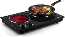 Electric Hob, CUSIMAX Double Hot Plate for Cooking, Electric Ceramic Hot Plate,
