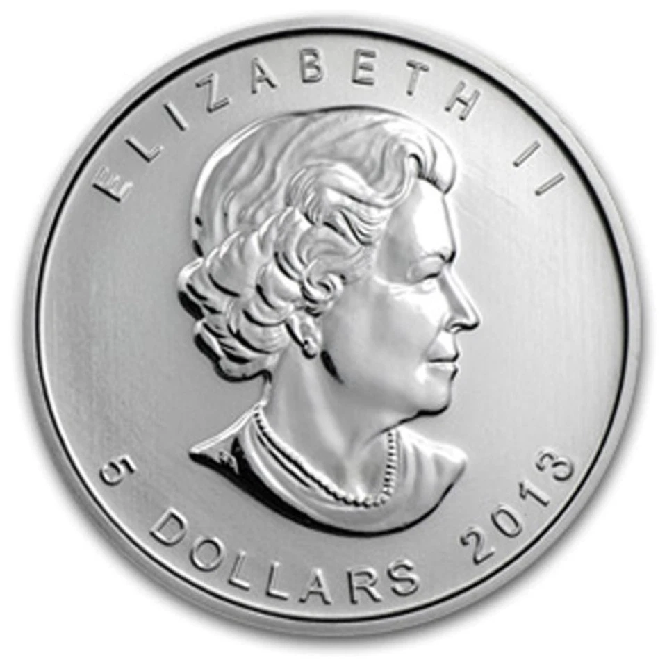 Moneda de plata canadiense hoja de arce 2013 25 aniversario 1 oz $5 BU Foto 2 de 2