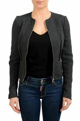 Dsquared2 Wool Gray Full Zip Women's Basic Jacket US S IT 40
