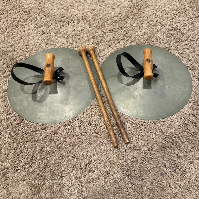 2 VTG Krut Special 12" Cymbals w/ Handle & 2 Yamaha Wood Mallet Stick Percussion