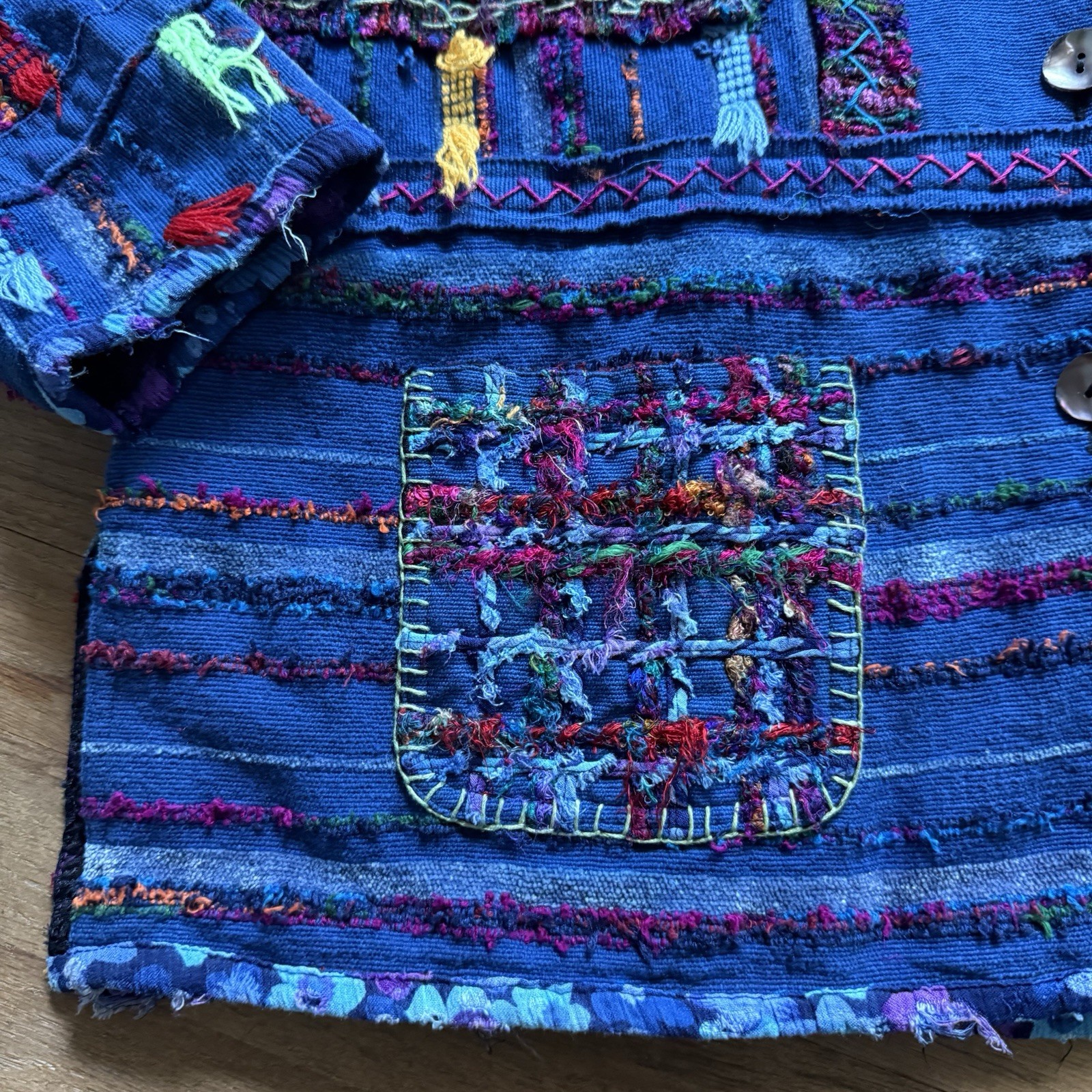 Handmade Nepal Boho Patchwork Jacket XL Artsy Hip… - image 9