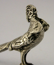 ENGLISH 3.25inch STERLING SILVER GOLDEN PHEASANT FIGURE 1961 SHOOTING ANIMAL