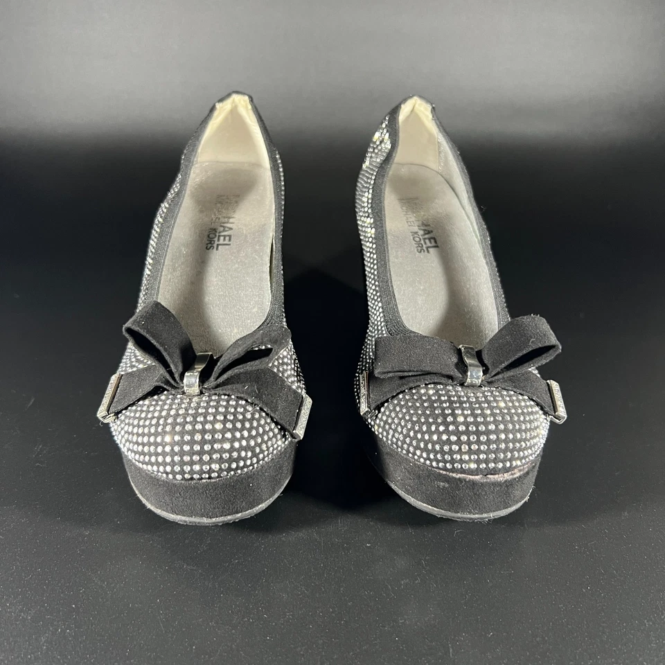 Michael Kors Gardenia Kara Niñas Gris Oscuro Tachonado Cuña Plataforma Tacón Talla 2 Foto 2 de 4