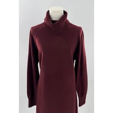 Quince Cashmere Sweater Dress Turtleneck Burgundy Knit Knee Length Large NWT