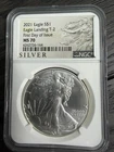 2021 $1 American Silver Eagle NGC MS 70 Eagle T-2  US MINT MS70 Type 2
