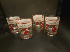 Vintage MCM Set Of 6 Georges Briard Santa Claus Reindeer Christmas Rocks Glasses