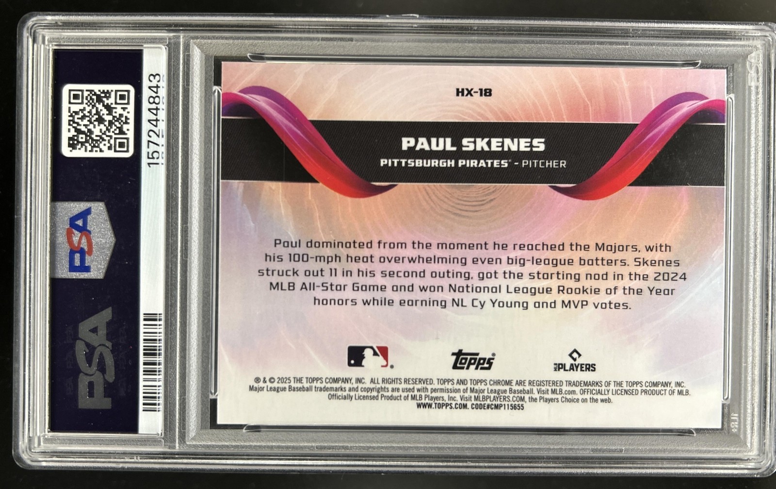 2025 Topps Chrome Update Paul Skenes Helix SSP #HX-18 Pirates PSA 10 GEM MINT view 2