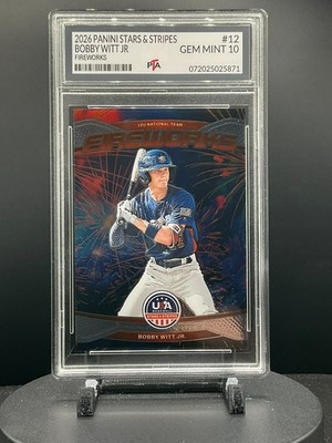 2026 WBC アメリカ　アクリルスタンド　スキーンズ　ウィットjr 2026 Panini Stars & Stripes Prizm USA Bobby Witt Jr. Fireworks~GEM