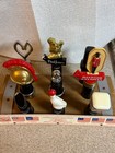 Lot of Nine Liquor Bottle Pourers w/ Glass Bottle Holders in Wooden Display Base — photo 2