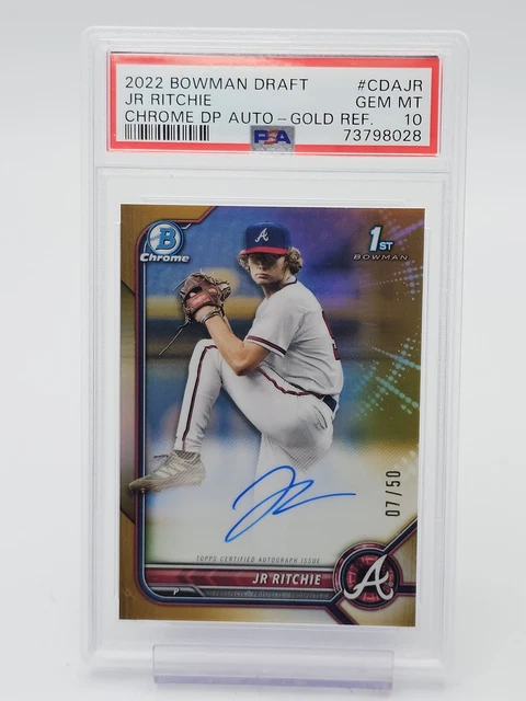 JR Ritchie 2022 Bowman Draft Chrome Gold Refractor 1st Rookie Auto PSA 10 Q6808