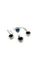 Classic 925 Sterling Silver Heart Pendant Earring Set