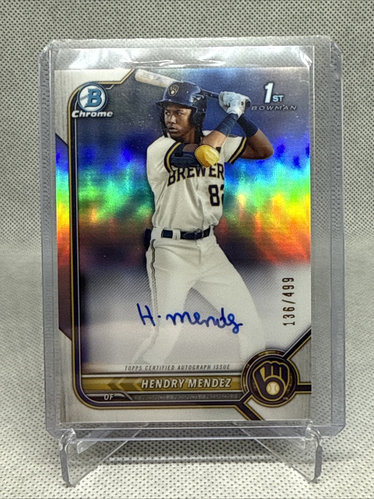 HENDRY MENDEZ 2022 1st Bowman Chrome Refractor Auto Prospect /499 CPA-HM