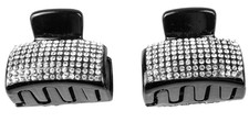 2 x Hair Claw Small Clamps Bulldog Butterfly Hair Clips Black Crystal Diamante