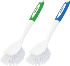 Dish Brush with Handle, 2 Pack Kitchen Scrub Brushes for Cleaning, Dish Scrubber