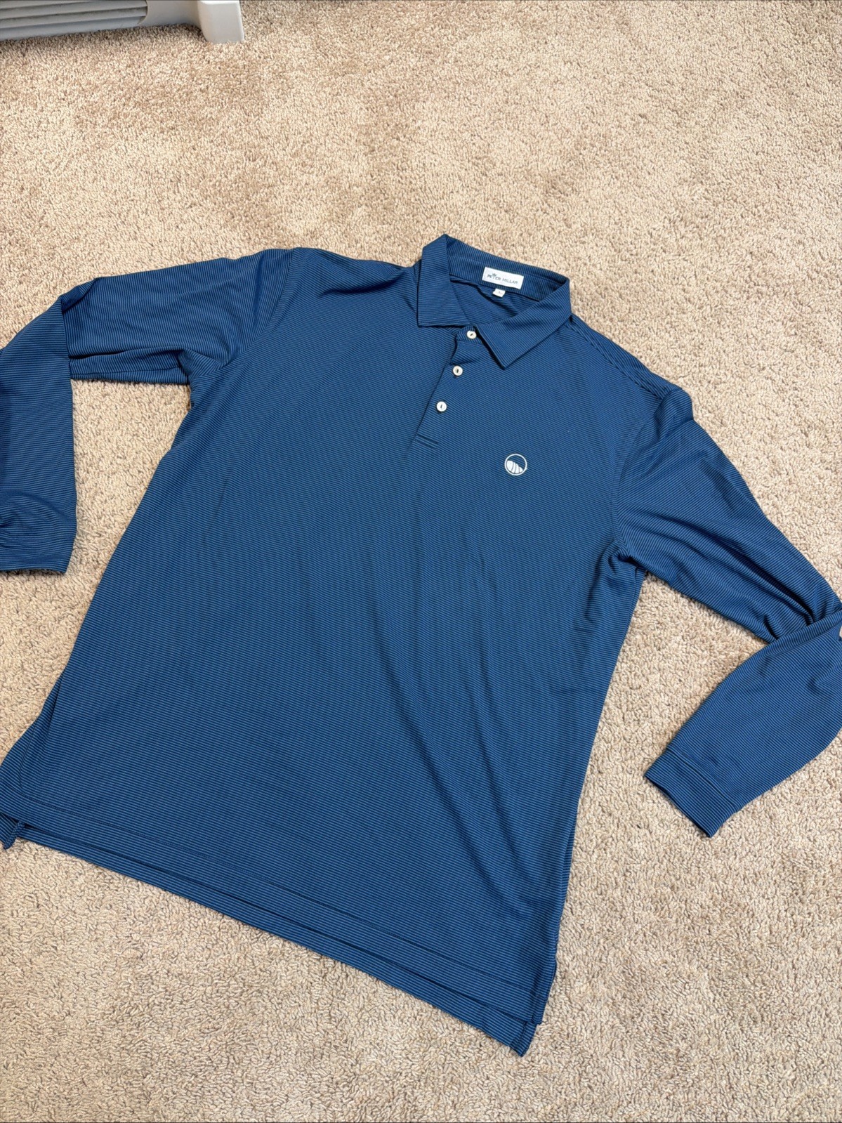 Peter Millar Performance Golf Polo Large Blue Str… - image 1