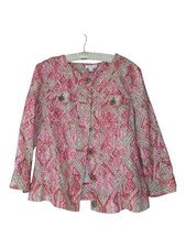Colorful Boho LINEN blazer Jacket 3/4 Length Sleeves M