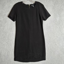 Forever 21 Shift Dress Women Size S Black Short Sleeve Tulip Hem Minimal Basic