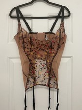 Adore Me Women  s 40DD Sheer Embroidered Floral Bustier Corset Top in Nude